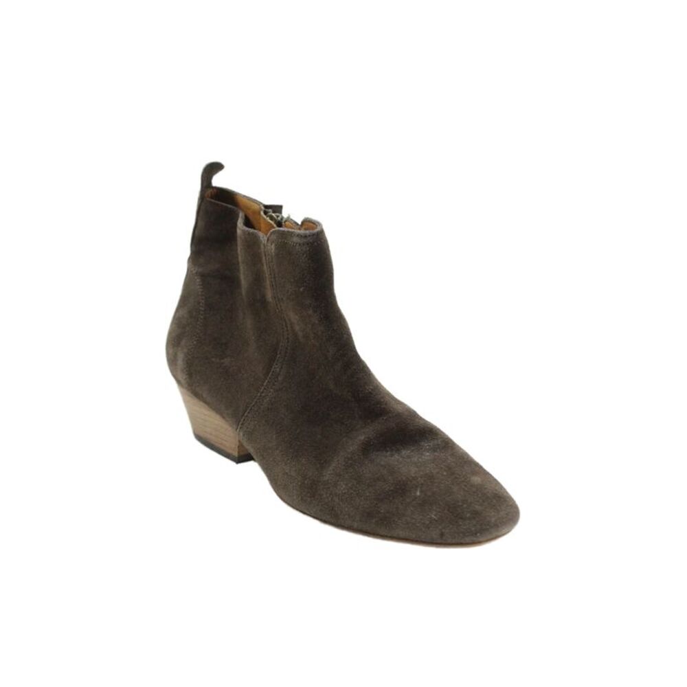 Isabel Marant Women's Round Toe Suede Zip Closure Ankle Boots Brown Size 38